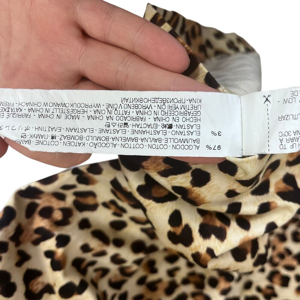 Zara Trafaluc Womens Large Brown Leopard Animal Print Cotton Mini Shift Dress - Picture 4 of 4